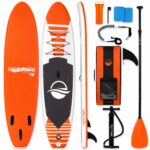 SereneLife Stand Up Paddling Board Set, SUP Board Komplettes Zubehör, Stand Up Paddle Board für Kinder & Erwachsene, Surfbrett & Tragetasche, Paddle Set Anti-Rutsch mit Pumpe, Auflasbares Paddelbrett