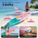 SantasupAufblasbares Stand Up Paddle Board 320/335cm Surfbrett SUP Komplettes Paddleboard Zubehör Verstellbares Paddel,Pumpe und Komplettes Zubehör SUP Board Set für Jugen und Erwachsene