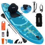 NACATIN 320cm (10ft 6in) aufblasbares SUP Board mit Sitz für Erwachsene, Stand Up Paddling Board mit Doppelpaddel, Kajaksitz, Rucksack, Tragegurt, Trockentasche, Reparaturset, für See, Fluss, Yoga