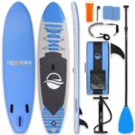 SereneLife Stand Up Paddling Board Set, SUP Board Komplettes Zubehör, Stand Up Paddle Board für Kinder & Erwachsene, Surfbrett & Tragetasche, Paddle Set Anti-Rutsch mit Pumpe, Auflasbares Paddelbrett