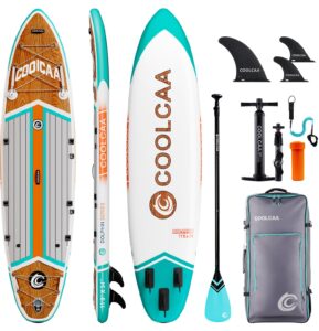 COOLCAA SUP Board, 355cm (Extra Groß) Stand Up Paddling Board, Aufblasbares Stand-Up Paddle Board mit 86cm Extra Breit, Fishing Paddleboard mit Zubehör & Tragetasche für Adults, 222 kg