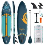 COOLCAA SUP Board, 355cm (Extra Groß) Stand Up Paddling Board, Aufblasbares Stand-Up Paddle Board mit 86cm Extra Breit, Fishing Paddleboard mit Zubehör & Tragetasche für Adults, 222 kg