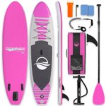 SereneLife Stand Up Paddling Board Set, SUP Board Komplettes Zubehör, Stand Up Paddle Board für Kinder & Erwachsene, Surfbrett & Tragetasche, Paddle Set Anti-Rutsch mit Pumpe, Auflasbares Paddelbrett