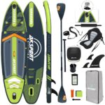 AKSPORT 11' aufblasbares SUP Board mit Premium-Zubehörset 34 Zoll extra breit rutschfeste Deckoberfläche, Stand Up Paddling Board für Erwachsene Jugendliche alle Level