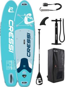 CRESSI seit 1946 - Ultra Isup/Kayak Set - Aufblasbares SUP Board für Erwachsene Große Stabilität Strapazierfähigkeit Komplett Zubehör Paddel Flosse Pumpe Leine Tasche_320x81x15 cm Max 130 kg