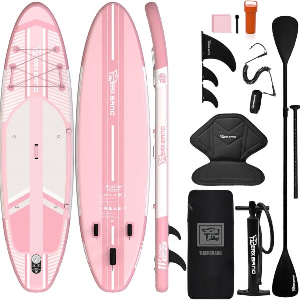 TIGERXBANG Aufblasbares Stand-Up-Paddle-Board mit Zubehör 335 × 86 × 15 cm, SUP Board für Erwachsene, Kollektion Shadow