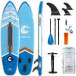COOLCAA SUP Board, 355cm (Extra Groß) Stand Up Paddling Board, Aufblasbares Stand-Up Paddle Board mit 86cm Extra Breit, Fishing Paddleboard mit Zubehör & Tragetasche für Adults, 222 kg