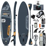 AKSPORT 11' aufblasbares SUP Board mit Premium-Zubehörset 34 Zoll extra breit rutschfeste Deckoberfläche, Stand Up Paddling Board für Erwachsene Jugendliche alle Level