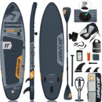 AKSPORT 11' aufblasbares SUP Board mit Premium-Zubehörset 34 Zoll extra breit rutschfeste Deckoberfläche, Stand Up Paddling Board für Erwachsene Jugendliche alle Level