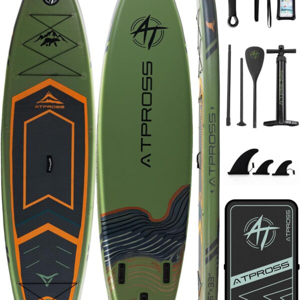 Stand Up Paddling Board, 320cm Stand Up Paddle mit Reichhaltigem Zubehör, SUP Board 200kg Tragkraft mit Eva-Rutschfestem Deck, Aufblasbare Paddleboard Geeignet für Erwachsene
