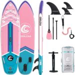 COOLCAA SUP Board, 355cm (Extra Groß) Stand Up Paddling Board, Aufblasbares Stand-Up Paddle Board mit 86cm Extra Breit, Fishing Paddleboard mit Zubehör & Tragetasche für Adults, 222 kg