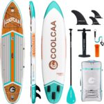 COOLCAA SUP Board, 355cm (Extra Groß) Stand Up Paddling Board, Aufblasbares Stand-Up Paddle Board mit 86cm Extra Breit, Fishing Paddleboard mit Zubehör & Tragetasche für Adults, 222 kg