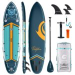 COOLCAA SUP Board, 355cm (Extra Groß) Stand Up Paddling Board, Aufblasbares Stand-Up Paddle Board mit 86cm Extra Breit, Fishing Paddleboard mit Zubehör & Tragetasche für Adults, 222 kg