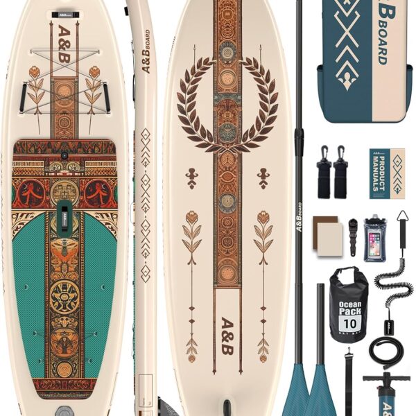 ABBOARD Stand Up Paddling Board Aufblasbar 335cm - Standup Paddle Board mit Premium Zubehör,SUP Board 200kg Tragkraft für 2 Personen Familien Anfänger
