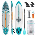 COOLCAA SUP Board, 355cm (Extra Groß) Stand Up Paddling Board, Aufblasbares Stand-Up Paddle Board mit 86cm Extra Breit, Fishing Paddleboard mit Zubehör & Tragetasche für Adults, 222 kg
