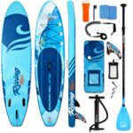 SereneLife Stand Up Paddling Board Set, SUP Board Komplettes Zubehör, Stand Up Paddle Board für Kinder & Erwachsene, Surfbrett & Tragetasche, Paddle Set Anti-Rutsch mit Pumpe, Auflasbares Paddelbrett