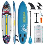 COOLCAA SUP Board, 355cm (Extra Groß) Stand Up Paddling Board, Aufblasbares Stand-Up Paddle Board mit 86cm Extra Breit, Fishing Paddleboard mit Zubehör & Tragetasche für Adults, 222 kg
