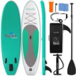 SereneLife Stand Up Paddling Board Set, SUP Board Komplettes Zubehör, Stand Up Paddle Board für Kinder & Erwachsene, Surfbrett & Tragetasche, Paddle Set Anti-Rutsch mit Pumpe, Auflasbares Paddelbrett
