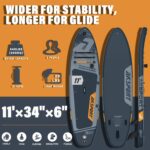 AKSPORT 11' aufblasbares SUP Board mit Premium-Zubehörset 34 Zoll extra breit rutschfeste Deckoberfläche, Stand Up Paddling Board für Erwachsene Jugendliche alle Level