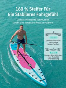 Niphean 380 cm Stand Up Paddling Board, 280 kg Tragfähigkeit Touring SUP Board mit Komplettem SUP-Zubehör&Kickpad, Stabiles Inflatable Paddle Board for Adults Racing-Surfing (Anfängerfreundlich)
