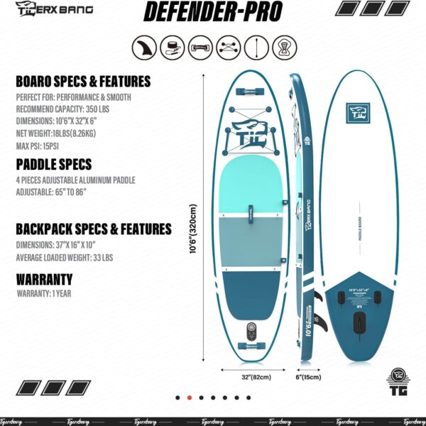 TIGERXBANG SUP Boards Stand Up Paddling Board, aufblasbare Paddle-Boards Defender-Pro-Kollektion