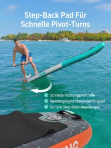 Niphean 380 cm Stand Up Paddling Board, 280 kg Tragfähigkeit Touring SUP Board mit Komplettem SUP-Zubehör&Kickpad, Stabiles Inflatable Paddle Board for Adults Racing-Surfing (Anfängerfreundlich)