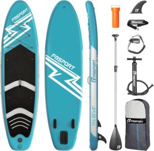 FBSPORT Aufblasbares SUP Board, Stand Up Paddling Board, Aufblasbare Stand Up Paddle Board für Stand-Up Paddling 15CM Dick, Surfbrett Kit mit Verstellbares Aluminium SUP Paddel+Pumpe