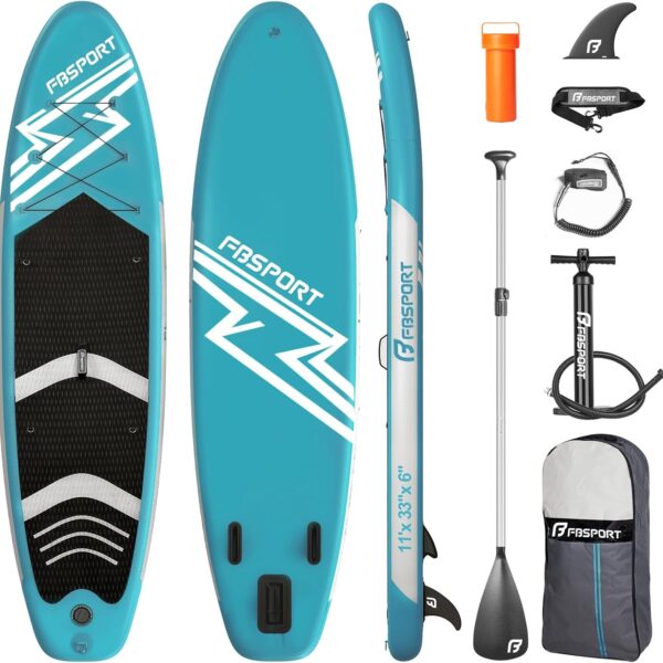 FBSPORT Aufblasbares SUP Board, Stand Up Paddling Board, Aufblasbare Stand Up Paddle Board für Stand-Up Paddling 15CM Dick, Surfbrett Kit mit Verstellbares Aluminium SUP Paddel+Pumpe