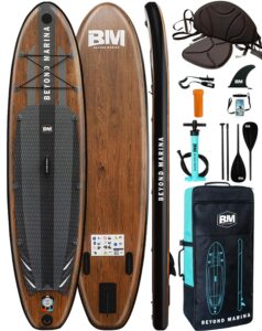 BEYOND MARINA Sup Board, Stand Up Paddling Board, Paddle Board, Aufblasbares Paddleboard Surfboard Wassersport, Max 200kg, Sitz, 2-in-1 Paddel, Pumpe, Rucksack, Leash, 320 x81 x15CM
