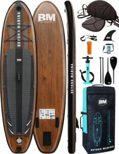 BEYOND MARINA Sup Board, Stand Up Paddling Board, Paddle Board, Aufblasbares Paddleboard Surfboard Wassersport, Max 200kg, Sitz, 2-in-1 Paddel, Pumpe, Rucksack, Leash, 320 x81 x15CM