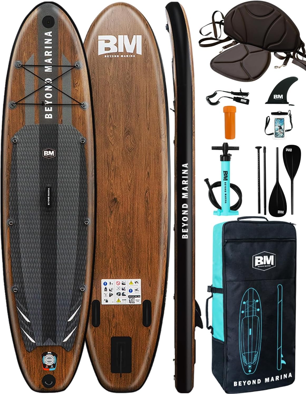 71uBaSFKoZL._AC_SL1500 BEYOND MARINA Sup Board, Stand Up Paddling Board, Paddle Board, Aufblasbares Paddleboard Surfboard Wassersport, Max 200kg, Sitz, 2-in-1 Paddel, Pumpe, Rucksack, Leash, 320 x81 x15CM