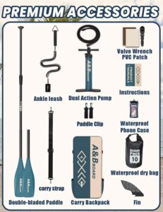 ABBOARD Stand Up Paddling Board Aufblasbar 335cm - Standup Paddle Board mit Premium Zubehör,SUP Board 200kg Tragkraft für 2 Personen Familien Anfänger