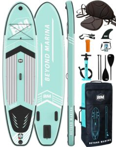 BEYOND MARINA Sup Board, Stand Up Paddling Board, Paddle Board, Aufblasbares Paddleboard Surfboard Wassersport, Max 200kg, Sitz, 2-in-1 Paddel, Pumpe, Rucksack, Leash, 320 x81 x15CM