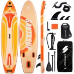 SantasupAufblasbares Stand Up Paddle Board 320/335cm Surfbrett SUP Komplettes Paddleboard Zubehör Verstellbares Paddel,Pumpe und Komplettes Zubehör SUP Board Set für Jugen und Erwachsene
