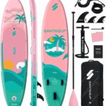 SantasupAufblasbares Stand Up Paddle Board 320/335cm Surfbrett SUP Komplettes Paddleboard Zubehör Verstellbares Paddel,Pumpe und Komplettes Zubehör SUP Board Set für Jugen und Erwachsene