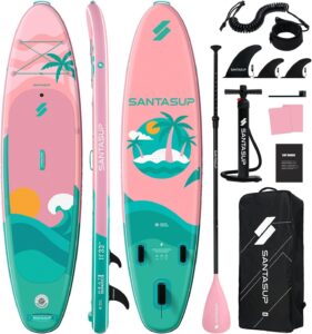 SantasupAufblasbares Stand Up Paddle Board 320/335cm Surfbrett SUP Komplettes Paddleboard Zubehör Verstellbares Paddel,Pumpe und Komplettes Zubehör SUP Board Set für Jugen und Erwachsene