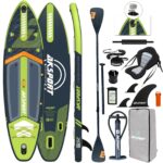 AKSPORT 11' aufblasbares SUP Board mit Premium-Zubehörset 34 Zoll extra breit rutschfeste Deckoberfläche, Stand Up Paddling Board für Erwachsene Jugendliche alle Level