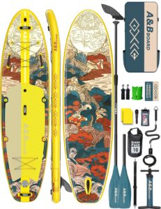 ABBOARD Stand Up Paddling Board Aufblasbar 335cm - Standup Paddle Board mit Premium Zubehör,SUP Board 200kg Tragkraft für 2 Personen Familien Anfänger