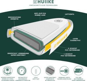 HUIIKE Stand Up Paddling Board mit Zubehör, Paddel, Finnen, Pumpe. Paddle Sup Board Aufblasbar Hohe Stabilität und Widerstandsfähigkeit. 305 x 84 x 15 cm, Belastbar bis 130 kg