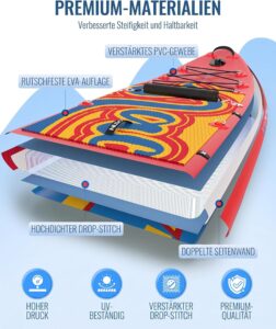 NACATIN 366cm (12ft) aufblasbares SUP Board mit Sitz, breites 91cm (36in) Stand Up Paddling Board für Erwachsene & Familie, mit Einzel-/Doppelpaddel, Kajaksitz, stabiles breites Deck für Anfänger