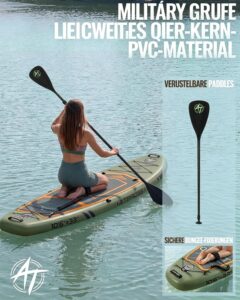Stand Up Paddling Board, 320cm Stand Up Paddle mit Reichhaltigem Zubehör, SUP Board 200kg Tragkraft mit Eva-Rutschfestem Deck, Aufblasbare Paddleboard Geeignet für Erwachsene