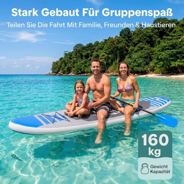 SereneLife Stand Up Paddling Board Set, SUP Board Komplettes Zubehör, Stand Up Paddle Board für Kinder & Erwachsene, Surfbrett & Tragetasche, Paddle Set Anti-Rutsch mit Pumpe, Auflasbares Paddelbrett