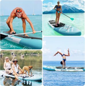 FBSPORT Aufblasbares SUP Board, Stand Up Paddling Board, Aufblasbare Stand Up Paddle Board für Stand-Up Paddling 15CM Dick, Surfbrett Kit mit Verstellbares Aluminium SUP Paddel+Pumpe