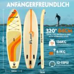 Portal Stand Up Paddle Board, 10'6x33x6 Aufblasbare Paddle Boards mit SUP-Zubehör inklusive Tragetasche, Handpumpe, Paddel, Leine, Flosse, Reparaturset, wasserdichte Handyhülle