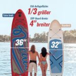 NACATIN 366cm (12ft) aufblasbares SUP Board mit Sitz, breites 91cm (36in) Stand Up Paddling Board für Erwachsene & Familie, mit Einzel-/Doppelpaddel, Kajaksitz, stabiles breites Deck für Anfänger