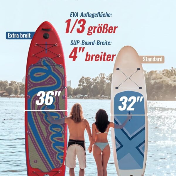 NACATIN 366cm (12ft) aufblasbares SUP Board mit Sitz, breites 91cm (36in) Stand Up Paddling Board für Erwachsene & Familie, mit Einzel-/Doppelpaddel, Kajaksitz, stabiles breites Deck für Anfänger