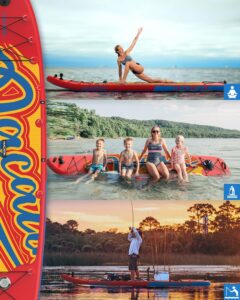 NACATIN 366cm (12ft) aufblasbares SUP Board mit Sitz, breites 91cm (36in) Stand Up Paddling Board für Erwachsene & Familie, mit Einzel-/Doppelpaddel, Kajaksitz, stabiles breites Deck für Anfänger