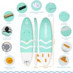 HUIIKE Stand Up Paddling Board mit Zubehör, Paddel, Finnen, Leash, Pumpe, Rucksack. SUP-Board Aufblasbar Hoher Stabilität und Widerstandsfähigkeit. Zum Kajak Umbaubar 305-365 cm, trägt 130-170 kg
