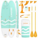 HUIIKE Stand Up Paddling Board mit Zubehör, Paddel, Finnen, Leash, Pumpe, Rucksack. SUP-Board Aufblasbar Hoher Stabilität und Widerstandsfähigkeit. Zum Kajak Umbaubar 305-365 cm, trägt 130-170 kg