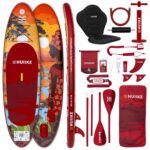 HUIIKE Stand Up Paddling Board mit Zubehör, Paddel, Finnen, Pumpe. Paddle Sup Board Aufblasbar Hohe Stabilität und Widerstandsfähigkeit. 305 x 84 x 15 cm, Belastbar bis 130 kg